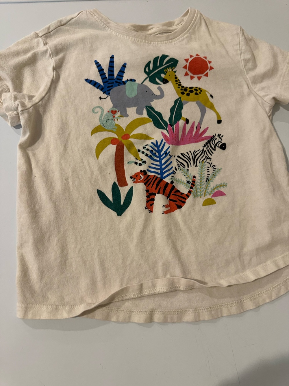 Kids Jungle Animal Graphic Tee - Cream